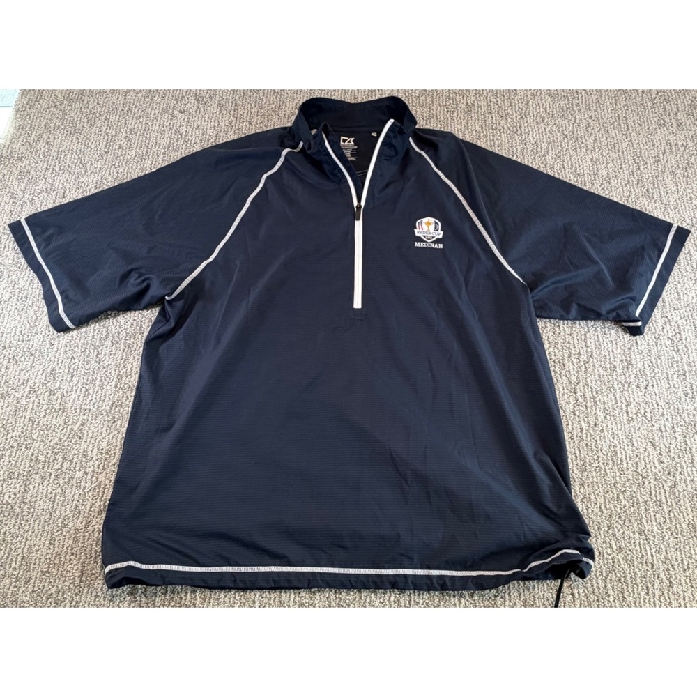 Cutter & Buck Windbreaker Mens XL Navy Ryder Cup 2012 Medinah 1/4 Zip Golf Top